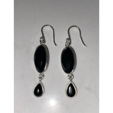 Natural Black Onyx Earrings with 925 Sterling Silver